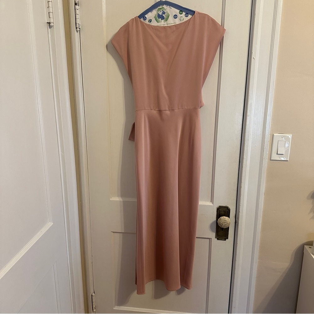 BHLDN Blush Pink Midi Wrap Dress - Picture 8 of 9